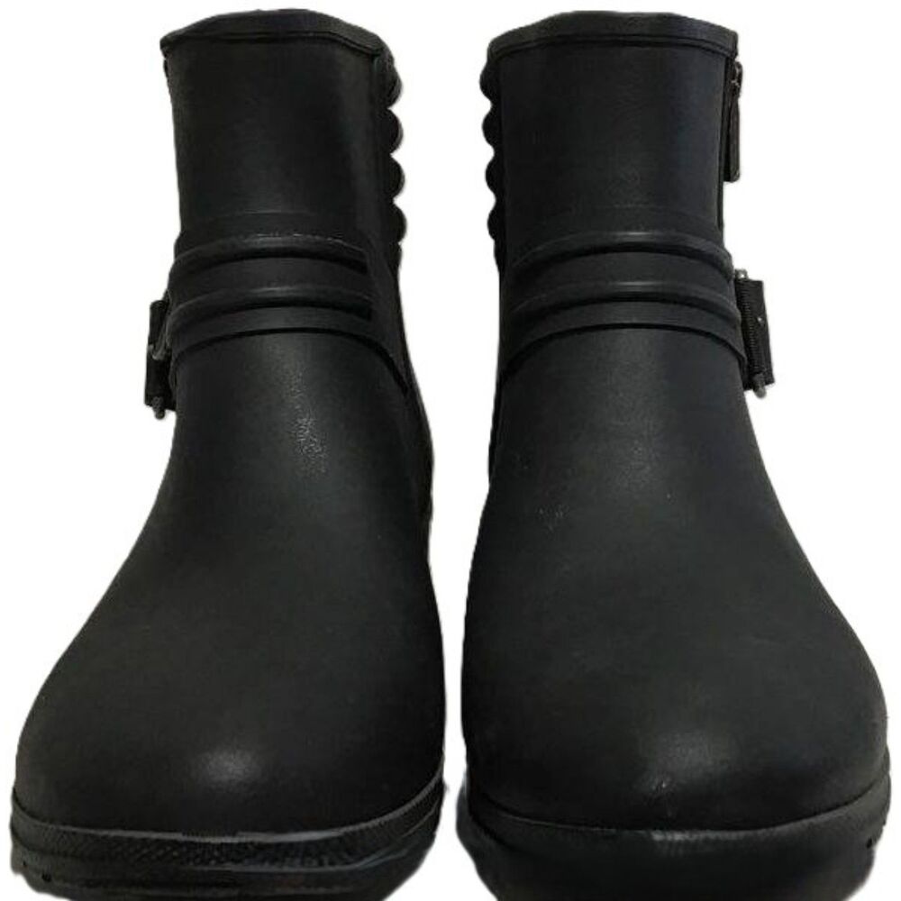 Sperry Top-Sider Black Waterproof Aerial Beck Rain Moto Rubber Boots Sz 11